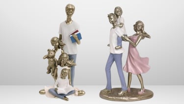 Escultura Casal com Filhos - Presente para o Dia das Mães