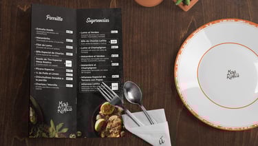 Cris A. Works- Mesa Rustica Logo applied in a Brochure Design