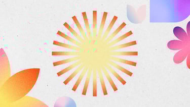 Graphic with coloured petals and a sunshine