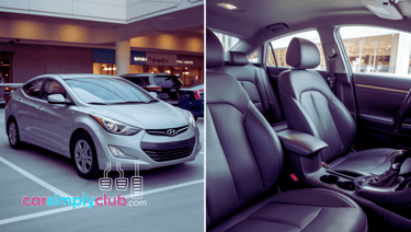 a split screen of a 2015 Hyundai Elantra Exterior interior