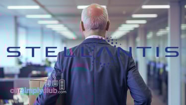 Stellantis CEO leaving the company with a box in his hands