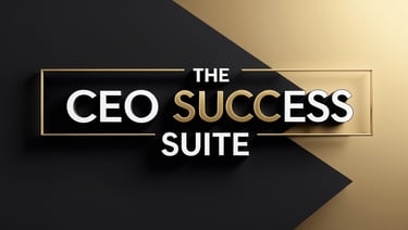 The CEO Success Suite logo in gold and black with bold text on a sleek, modern background