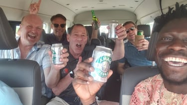 Tourists having party in the Bus in Senegal