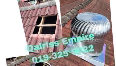 Proses pemasangan Wind Turbine Ventilator di bumbung