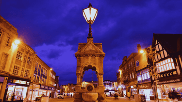 Loughborough Market Place and Town Hall 2025 – Royal Charter 1221 market heritage