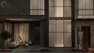 private villa with large windows and modern architectural design
