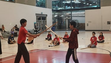 2 boys learning kenjutsu in Calgary
