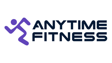a man running with the words anytime fitness