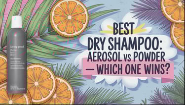 an image with the title: Best Dry Shampoo aerosol vs powder