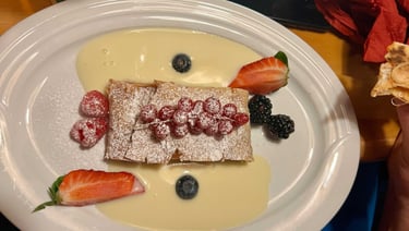 Traditional apple pie with berries on it
