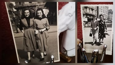 Giovane madre che passeggia per Bologna anni '50.