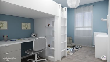Chambre d'enfant bleu et thème foot