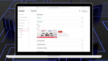Tampilan antarmuka dashboard sistem manajemen loyalitas AHM di layar laptop.