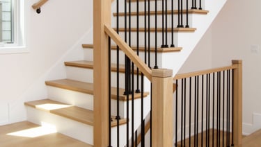 Stairs installation and hardwood matching in Seattle modern staircase project