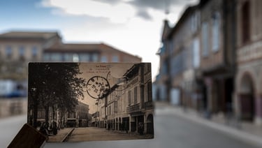 Lisle sur Tarn carte postale ancienne + photo récente