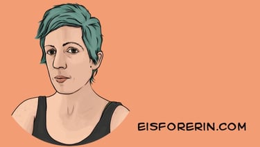 a woman with blue hair and a black top
