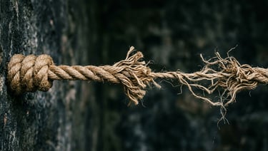 A single long horizontal timeline rendered as a fraying rope,