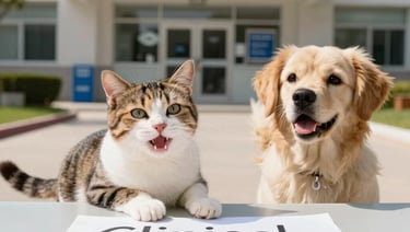 Happy pet resting comfortably after treatment in a cozy clinic environment