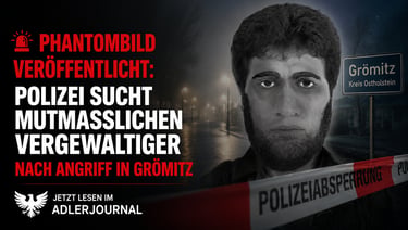 Polizeiskizze eines Verdächtigen im Rahmen der Grömitz-Ermittlungen mit Absperrband und dunklem Stra