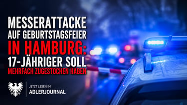 Deutsche Nachrichtenschlagzeile über einen Messerangriff in Hamburg auf einer Geburtstagsfeier mit B