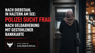 Eine Frau mit Hijab benutzt in Haltern am See einen Geldautomaten im Rahmen einer Untersuchung wegen