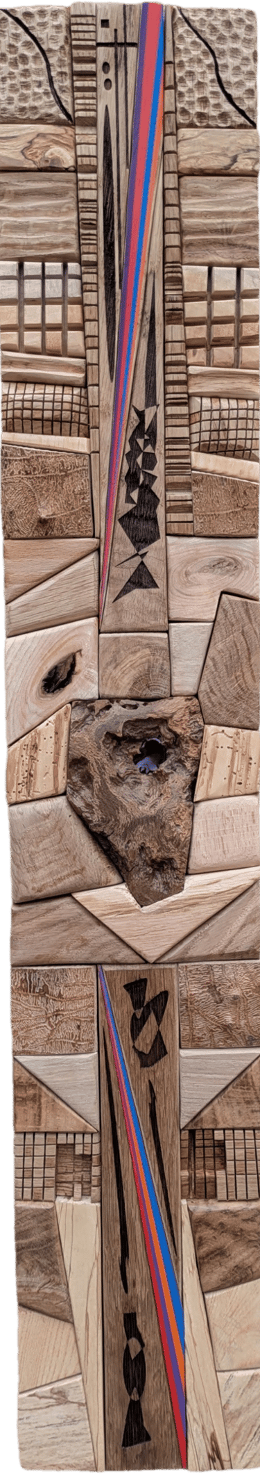 Tableau bois Mirage, relief vertical abstrait par Fabrice Deshayes, atelier Kandfact