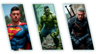 a man in a superman suit and a superman costume