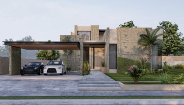 a car parked in front of a house