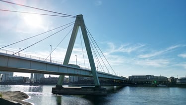 Luftaufnahme, Drohnenbild der Severinsbrücke in Köln