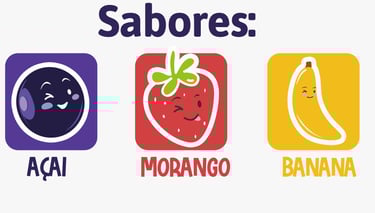 Imagens dos Possíveis sabores que nos da Açaí Mais Brasil Possui a disposição
