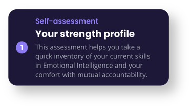 Badass Man Action App self assessment screen showing strength profile for emotional intelligence
