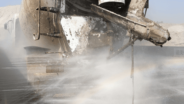 Engineering vehicle washing machine wheel and underbody washing with high-pressure jets