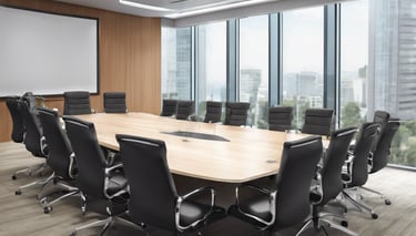 brown wooden 9-piece office table and chairs