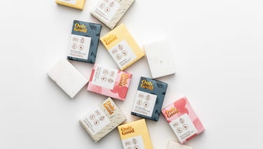 Product photography - a bunch of soap bars with a variety of different scents