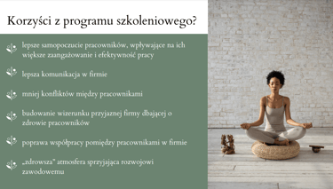 korzyści programu szkoleniowego dotyczącego zdrowia psychicznego pracowników
