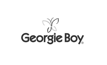 Georgie Boy RV logo featuring a butterfly icon and bold black typography on a white background.