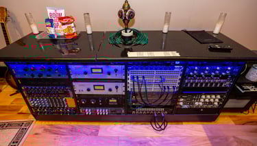 Outboard gear rack in Control Room A at recording studio in Atlanta, GA