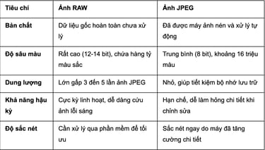 Phân biệt chi tiết các đặc điểm của ảnh chụp raw và ảnh jpeg