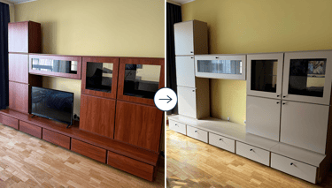 sekcijos dažymas – prieš ir po atnaujinimo