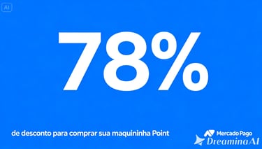 Banner Mercado Pago oferecendo 78% de desconto na compra da maquininha Point em fundo azul.