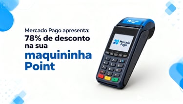 Mercado Pago Point credit card terminal with 78 percent discount offer for business payments.