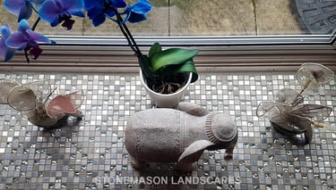 Interior Window Seal Mosaic Tiling Grey. Silver. Beige & Pearl