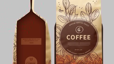 Custom side gusset coffee bags with printed design and food-grade kraft material