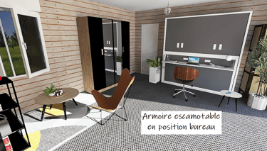 photo réaliste bureau escamotable