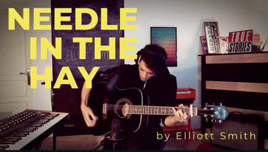 Guitar teacher performing 'Needle in the hay' by Elliott Smith in home studio