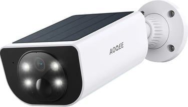 AOQEE Camara Vigilancia WiFi Exterior Solar, WiFi sin Cable con Batería, blanco