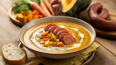 Caldinho-Cremoso-de-Abóbora-e-Cenoura-com-Linguiça