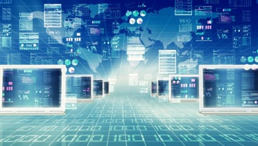 a laptop computer monitor with a world map on the screen