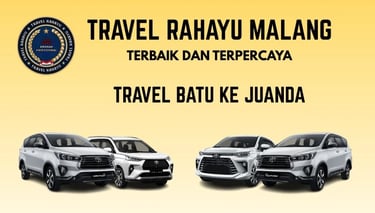 Travel Rahayu Malang, terbaik dan terpercaya rute Batu ke Juanda pakai mobil Innova warna putih