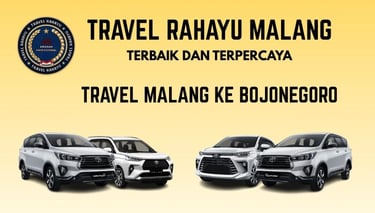 Travel Rahayu Malang ke Bojonegoro, layanan terpercaya pakai mobil Innova, Avanza warna putih